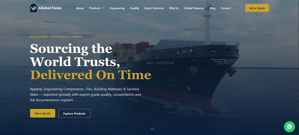 VP Global Exim website preview